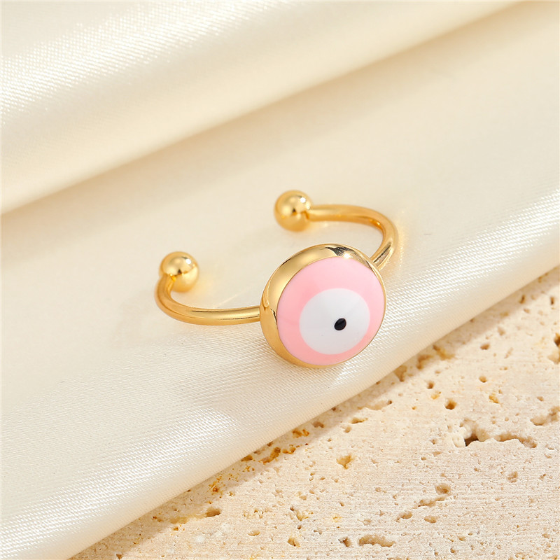 Cross-border New Jewelry Simple Round Eye Alloy Ring Multicolor Adjustable Opening Index Finger Ring display picture 5