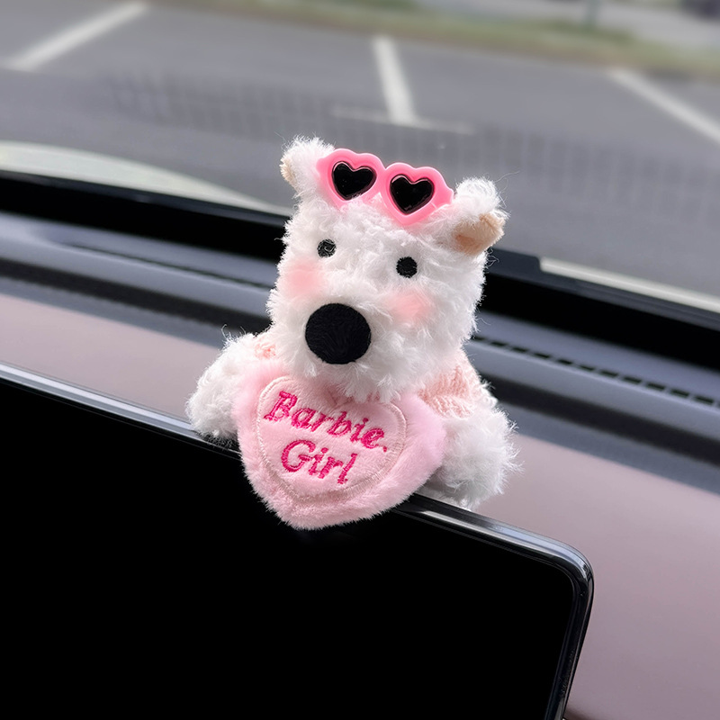 Decoración de coche de West Highland, accesorios de coche, pantalla de control central, muñeca de fiesta, pantalla de visualización de cachorro, linda decoración de pantalla