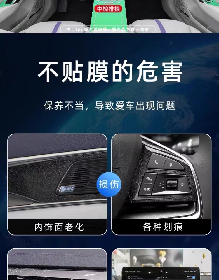24 models of Geely Xingrui L dedicated interior film, smart screen TPU film, center console film, and new car interior decoration accessories