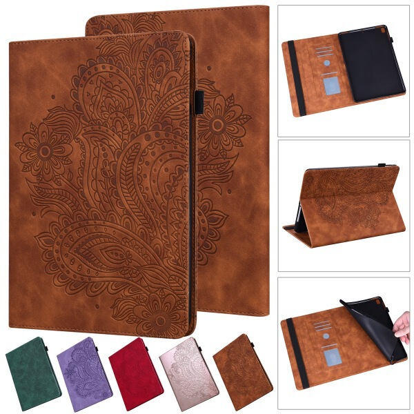 Leather Case for ipad pro 12.9-inch card holder protective case Lenovo M10plus peacock pattern