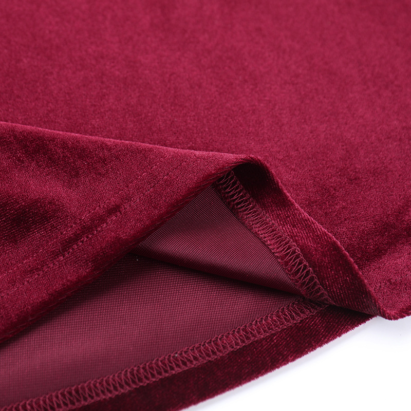 Autumn Socialite Sexy Velvet Pleated Fitted Waist Backless Sling Dress