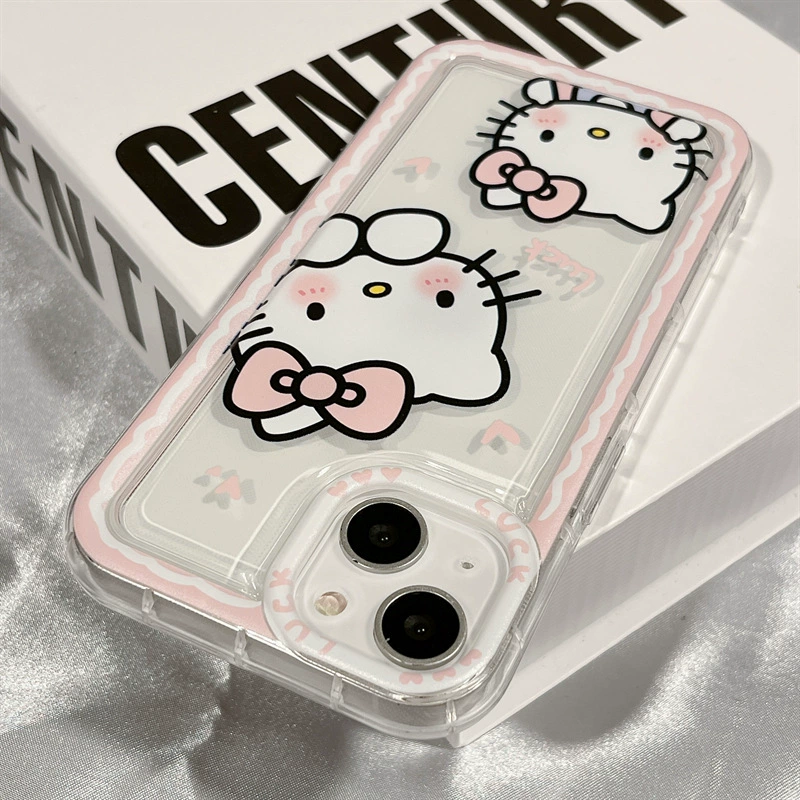 Чехол для телефона (Hello Kitty) для iPhone 11–16, прозрачный с амортизирующей подушкой и защитой от падений