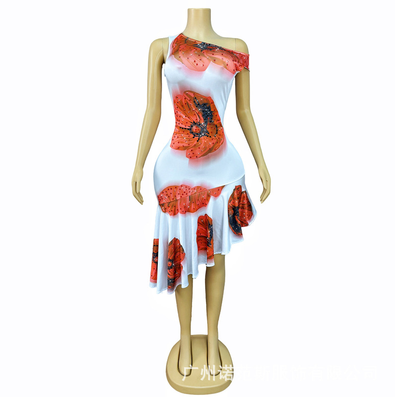 Unique Design, Personalized Eye-Catching Print, Irregular Ruffle Skirt Dress, Costume Ball Banquet Party Dress