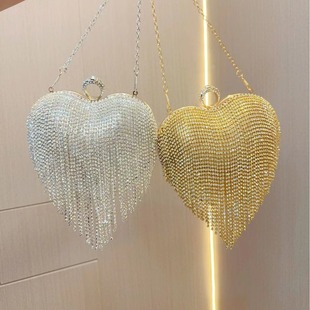 New Cross-border Tassel Rhinestone Bag Birthday Party Party Party Diamond Clutch Bag Celebrity Lady Carrying Crossbody Dinner Bag