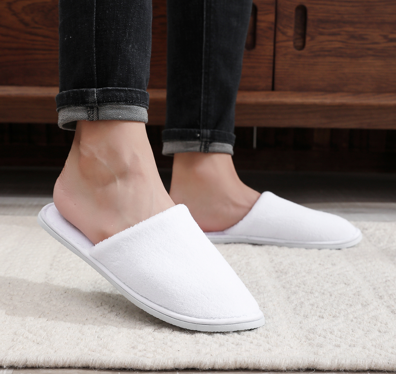 10 pares de pantuflas desechables, pantuflas de hospitalidad, casa de familia, hotel, viaje, hombres y mujeres portátiles, suela gruesa, primavera y verano