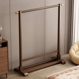 家用衣架落地卧室挂衣架实木房间晾衣帽架简易中古衣服架子置物架