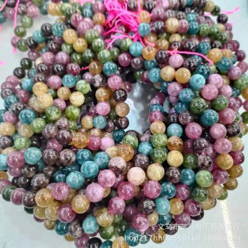Factory Direct Sale Imitation Tourmaline High-Quality Agate Bead Bracelet Semi-Finished Round Beads DIY Accessory Wholesale
