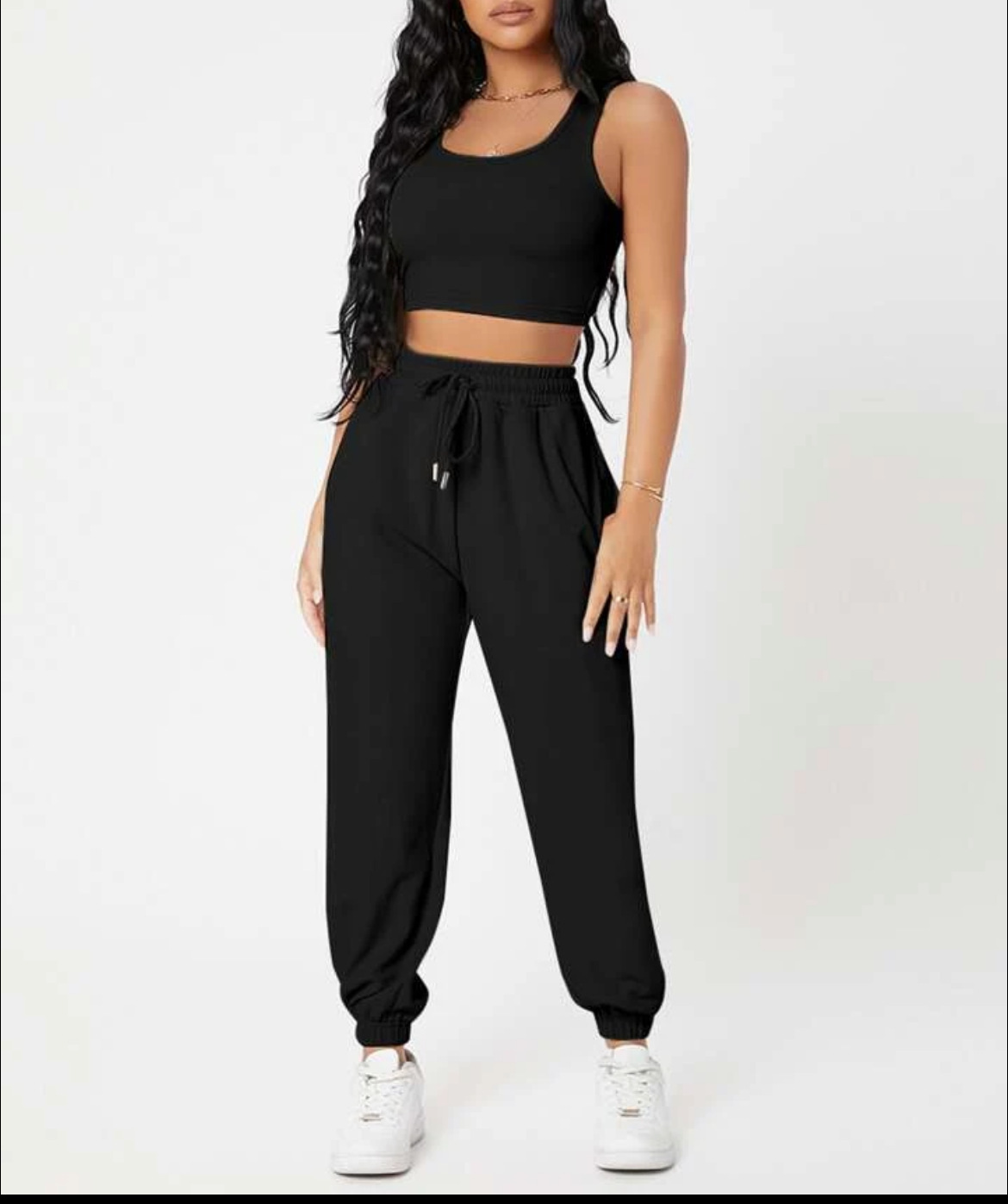 490g Weight Sleeveless Sleeve Length Polyester Fabric Type Pants Sets Sets Type 2 Pieces Set Quantity Casual, Daily Occasion Round Neck Neckline Breathable Function Skinny Fit Type Solid Color Pattern Summer Season Women's Gender Streetwear, Sport Style Style Women's Streetwear Sport Style Solid Color Polyester Round Neck Tracksuit 32