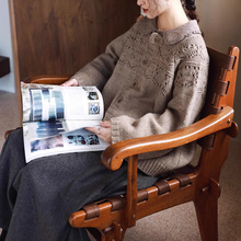 日系女装森系毛衣女秋冬镂空温柔开衫可爱文艺复古粗线慵懒风上衣