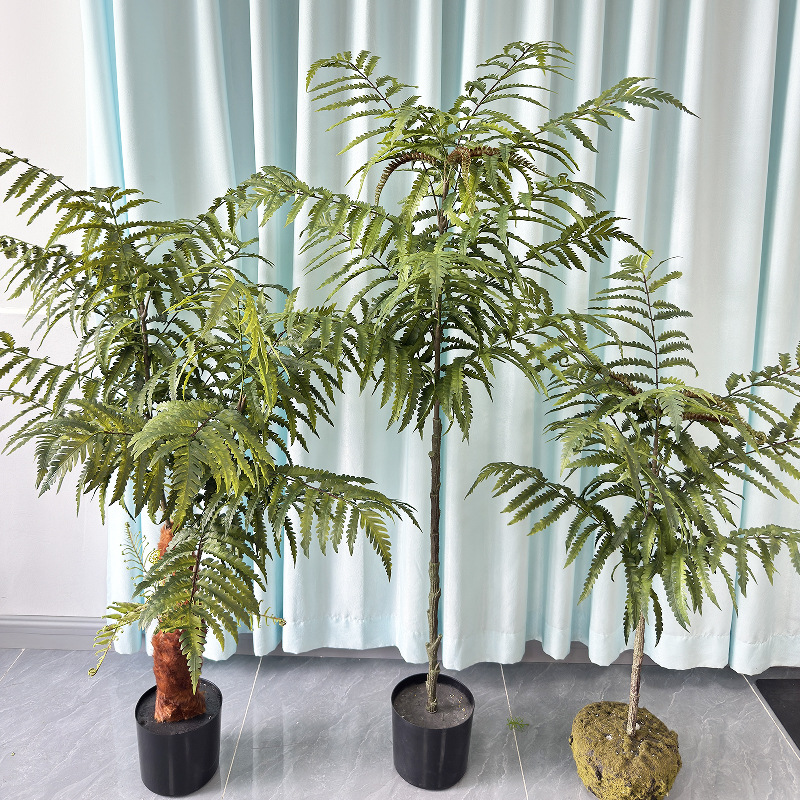 Natural-style artificial fern plant potted in a pot, Zen-inspired green plant, Persian grass, garden landscape, indoor decoration, artificial grass and ferns