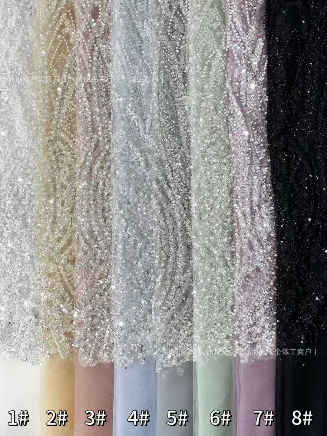 Tubo de perlas bordado bolsas de perlas tela de sequilla Europa y América Gao Ding Fairy vestido de boda vestido de cena vestido de tela image 7