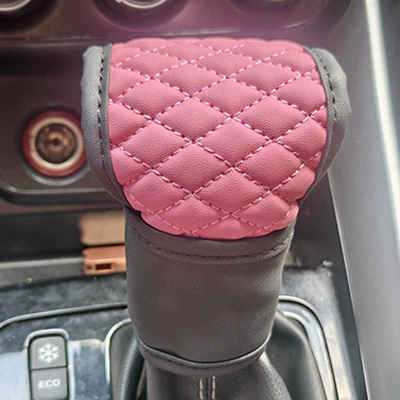 Car Shoulder Pad Set 5-Piece: Sürətlər qutusu və əl tormozu başlıqları - black-and-pink-gear-handle-cover