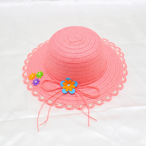 Children's Grass Hat, Girl Baby Outdoor Outing Cartoon Sun Hat Beach Hat Summer Cute Sun Protection Hat Folding
