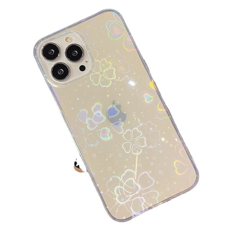Aplicable a iPhone14Promax colorido Aurora amor teléfono caso Apple 12 gradiente láser mariposa flor Shell