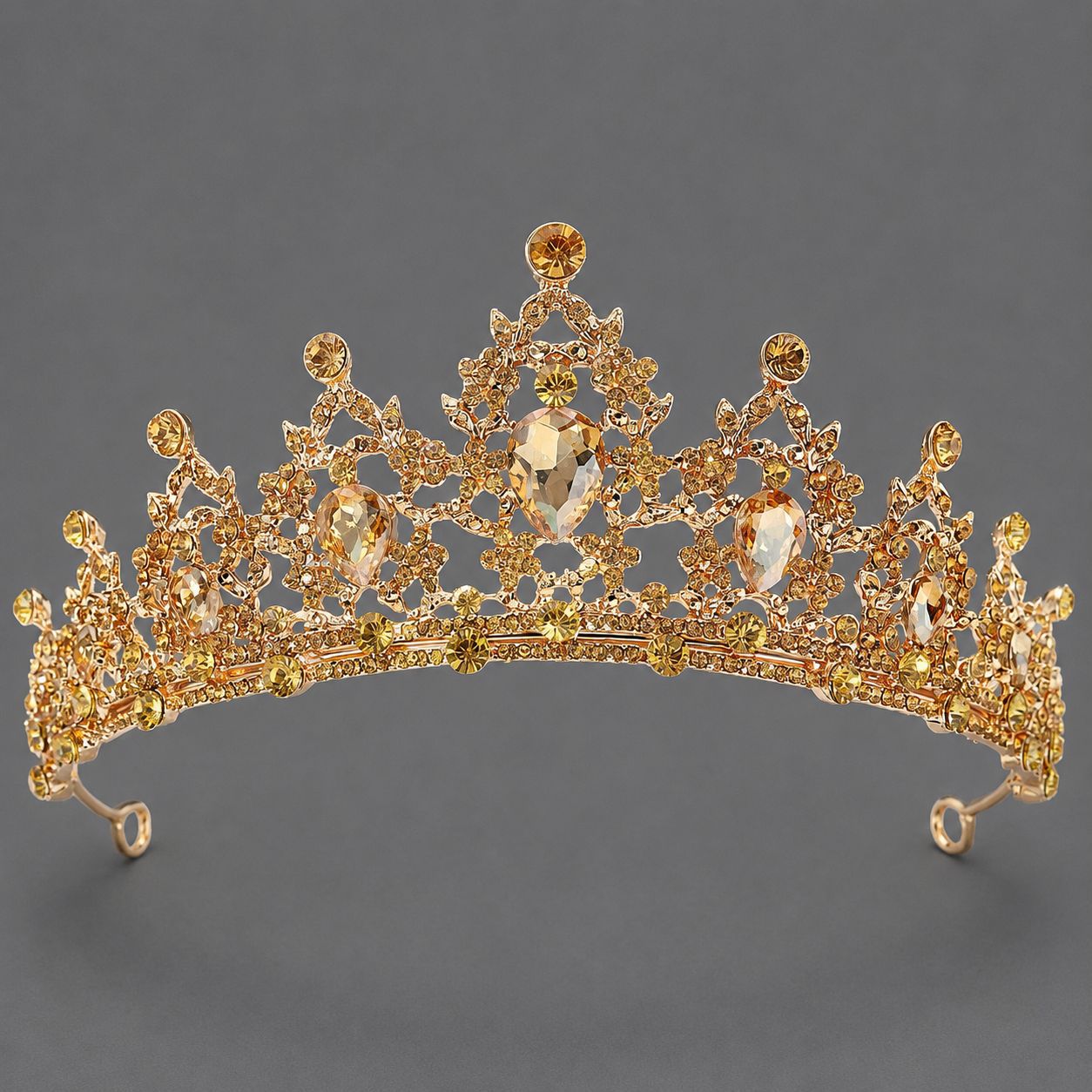 Corona de aleación con diamantes de colores retro, tocado nupcial de lujo ligero, para vestido de novia, vestido de noche, corona para desfile de moda, venta al por mayor directa de fábrica. image 13
