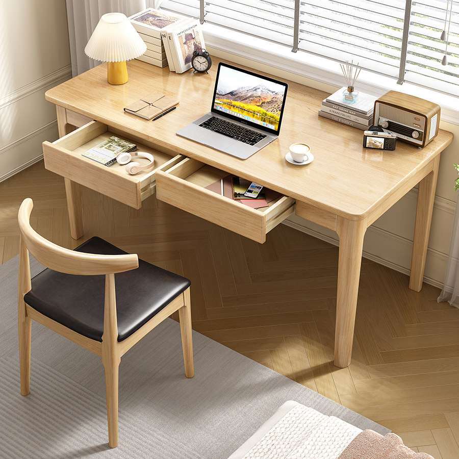 中式全實木書桌學生家用寫字檯簡易電腦桌台式臥室辦公桌學習桌子