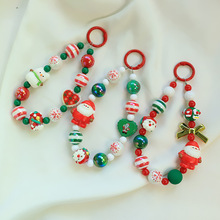 植绒串珠圣诞diy手机链钥匙扣圣诞老人圣诞礼物挂件包包配饰礼品