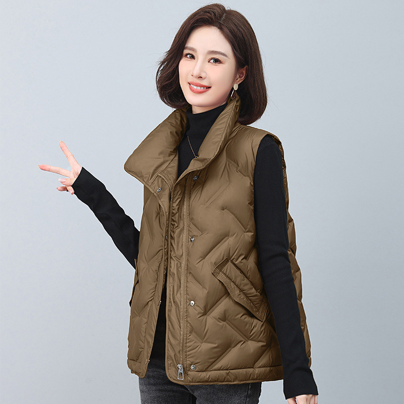2023 Winter New Women's Thickened Loose Down Vest for Middle and Old Age Casual Large Size Versatile White Duck Down Tank Top