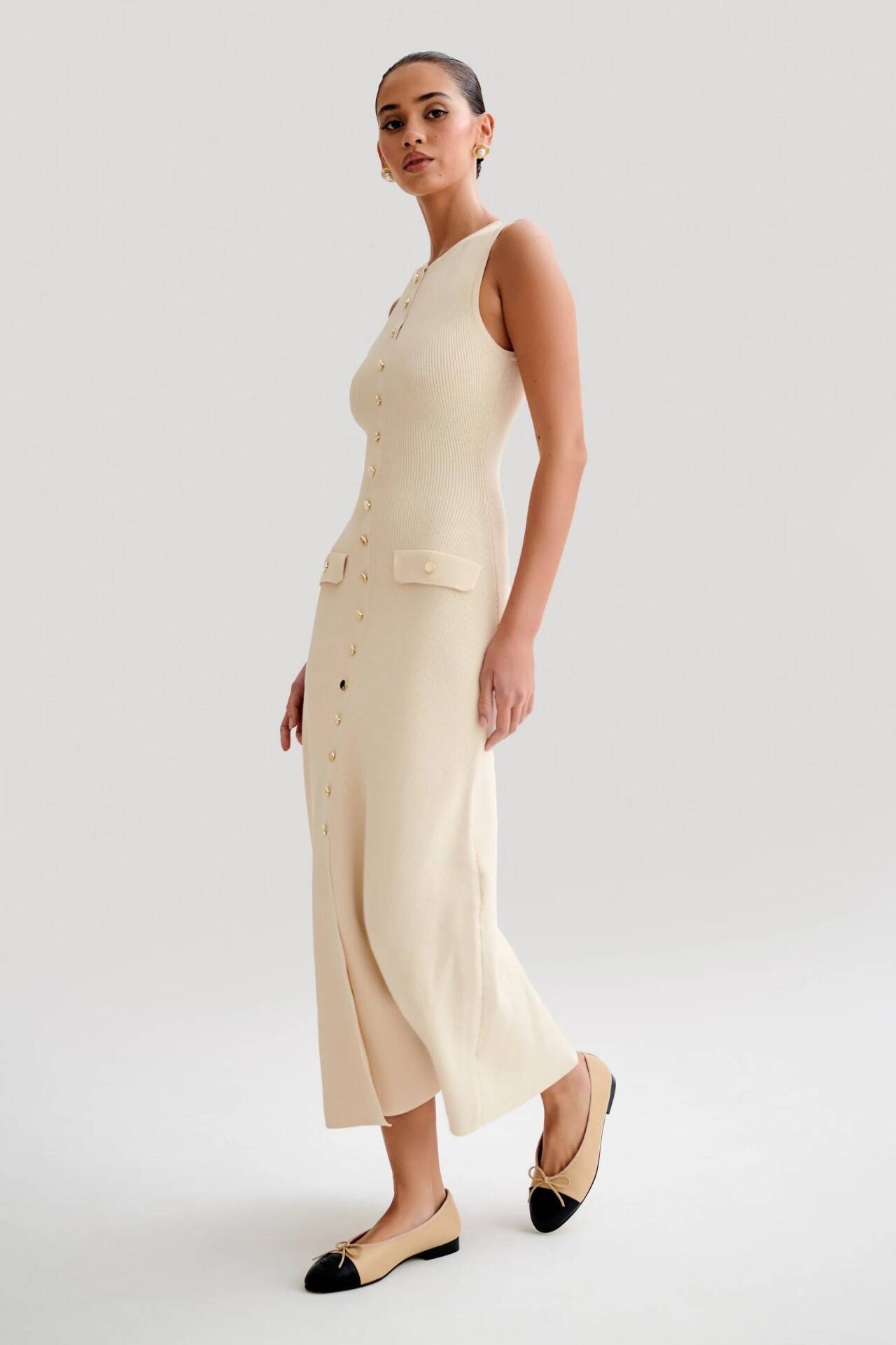 Ärmelloses Schmales Strickkleid Mit Rundhalsausschnitt Damen_voghion.com