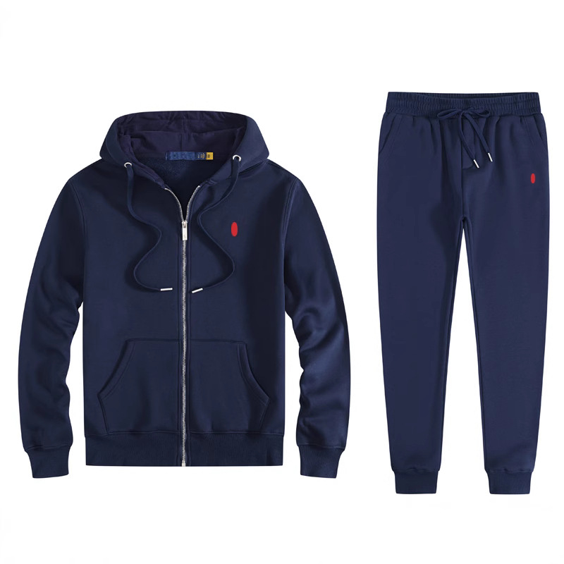 Autumn Winter Fleece Zip Hoodie Cardigan Jacket Sport Set