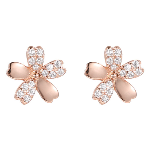 Under the Banyan Tree S925 Silver Small Flower Earrings for Women Exquisite and Versatile Cherry Blossom Earrings High-end Ear Accessories for Ear Holes