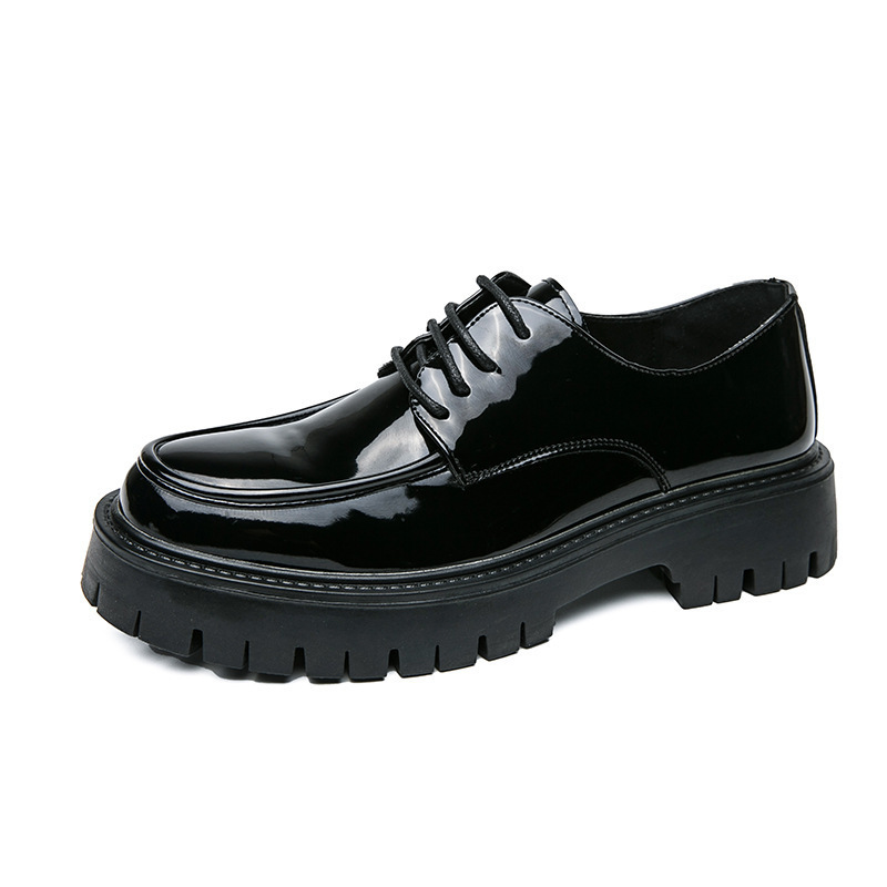 2024 Comercio exterior talla grande 47 zapatos de hombre suela gruesa zapatos de cuero de punta redonda de alto charol para hombre zapatos de vestir de negocios de moda brillante image 7