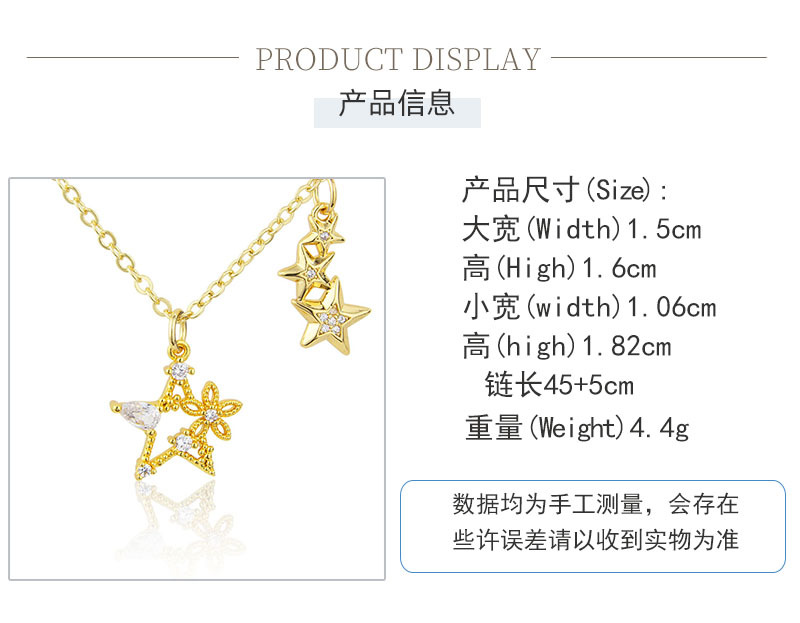 Korean Five-pointed Star Diamond Pendant Necklace display picture 1