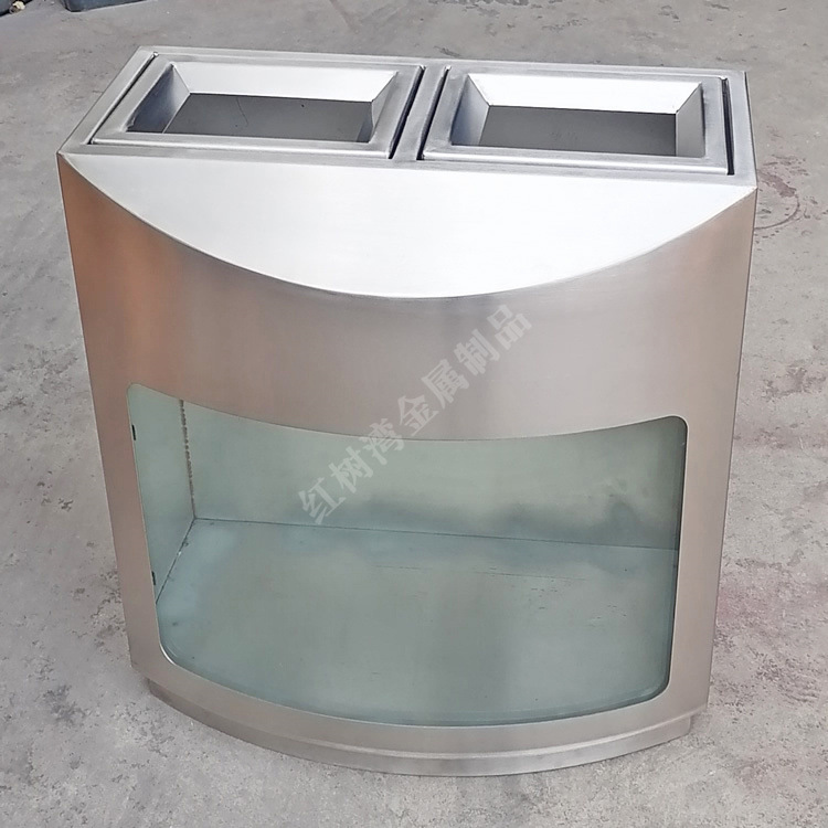 Indoor Subway Station High-speed Railway Station Transparent Explosion-proof Two-piece Thickened 304 Stainless Steel Classified Garbage Bin
