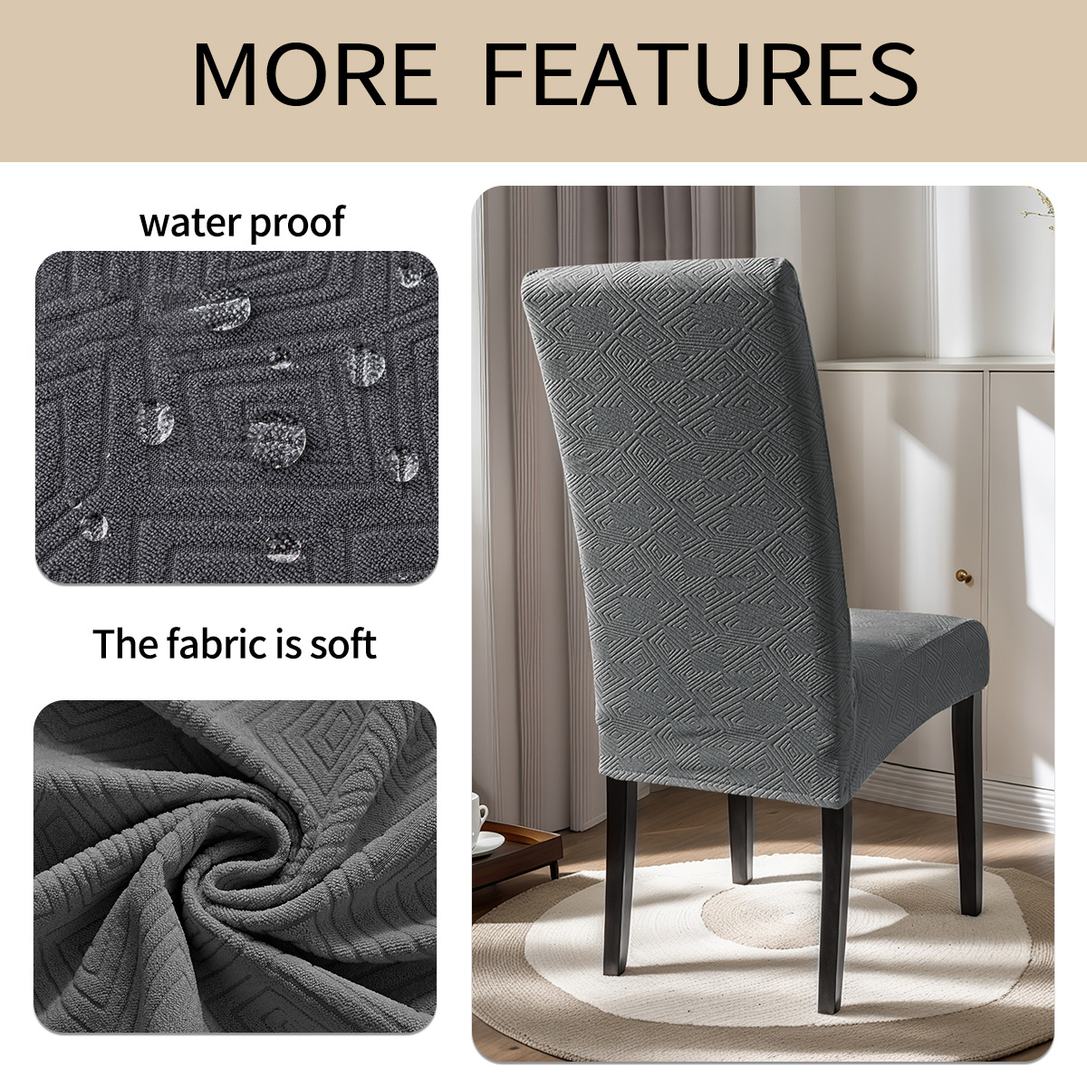 Amazon transfronterizo TPU película impermeable jacquard cubierta de silla de hotel de color sólido elástico cubierta de silla de respaldo alto 240gsm