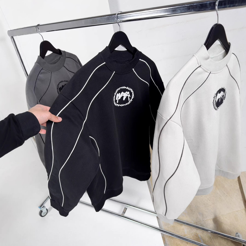 Independent Station 2025 New Letter Embroider Stitching Loose Casual Men's and Women's Long-Sleeved Sweatshirts