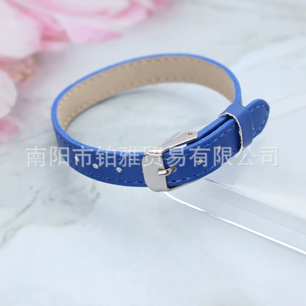 TOEID blue-single 10mm imitation leather square steel buckle