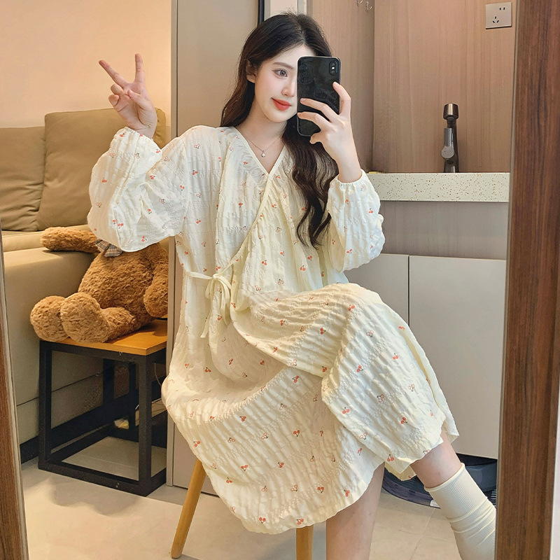 高級感雲綿月子服パジャマ女性春夏長袖産婦産後授乳家庭服セット