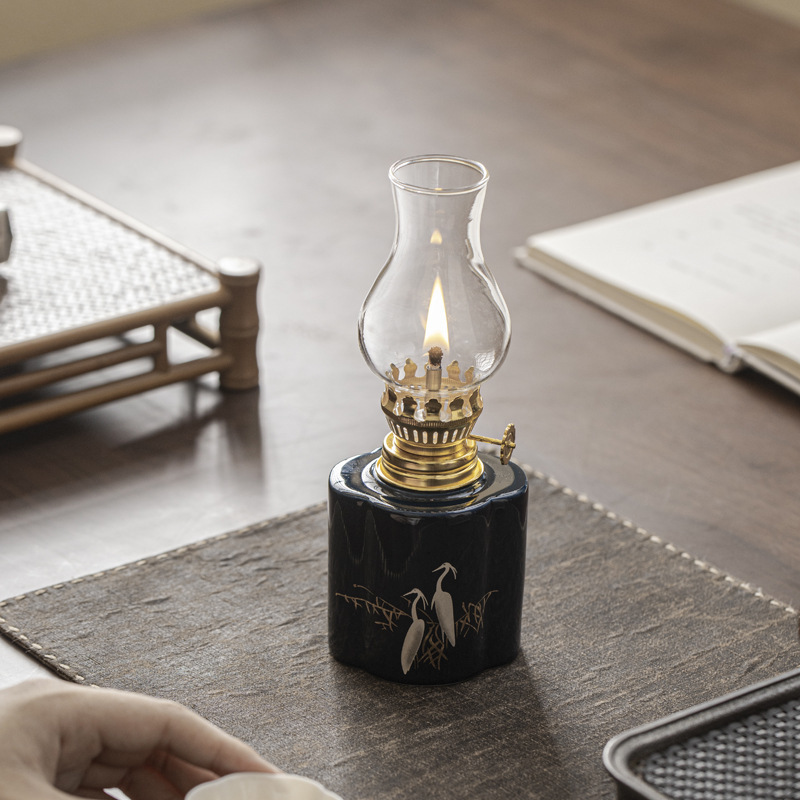 创意陶瓷酥油灯露营氛围灯家居古风小油灯长明灯供佛摆件茶|ru