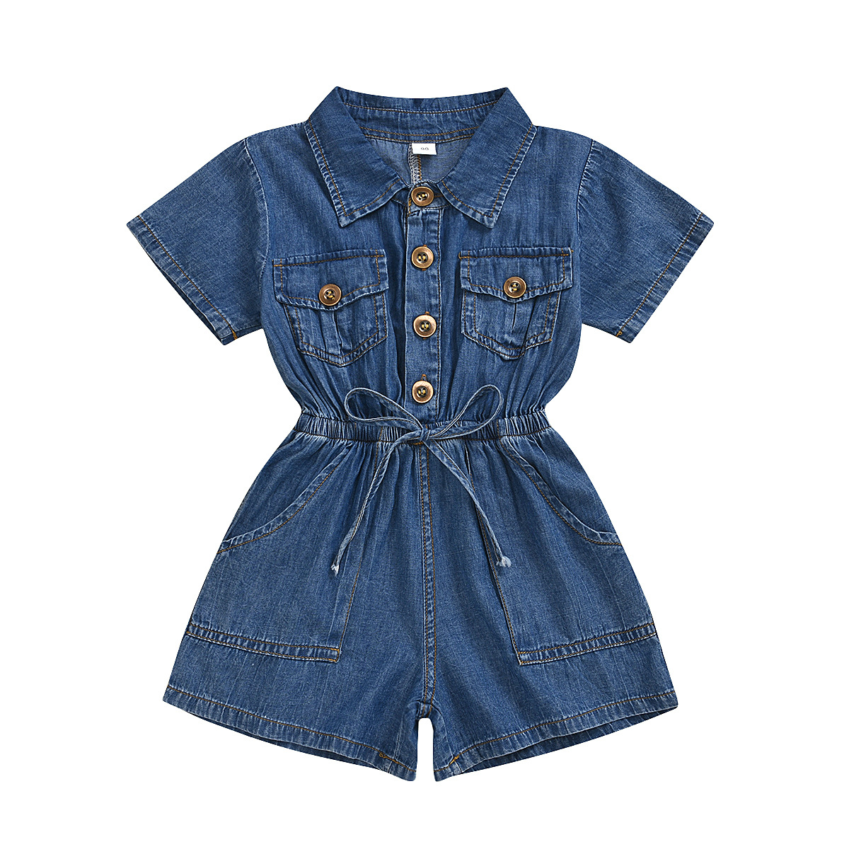 Denim romper front view