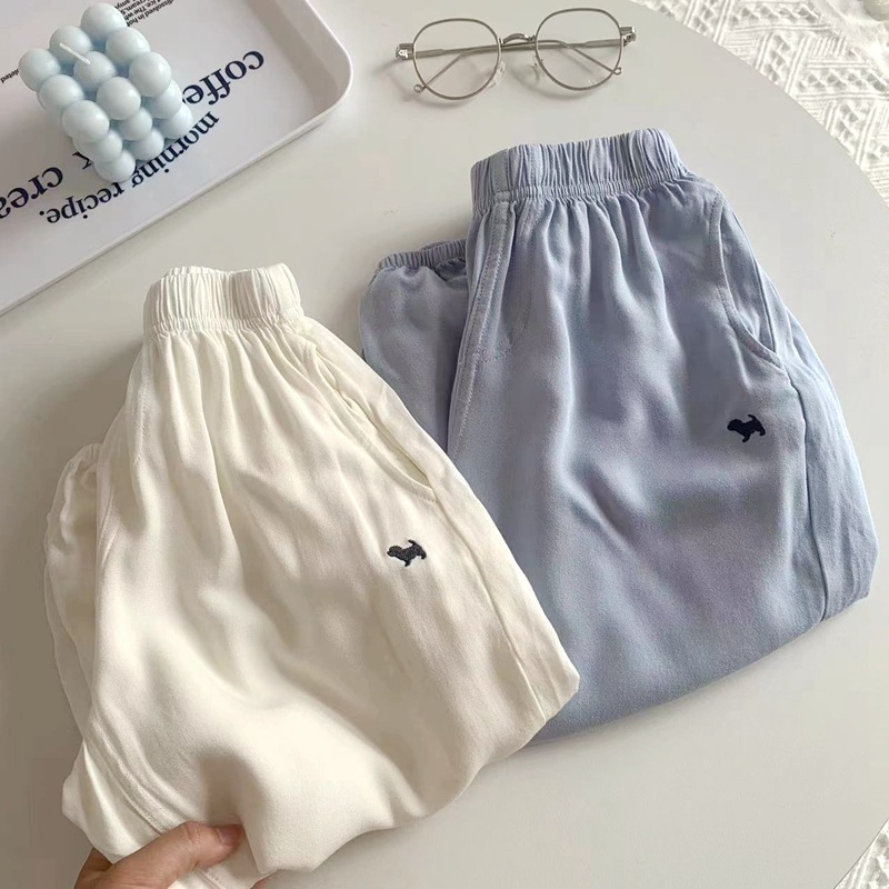 Boy's Ice Silk Anti-mosquito Pants Summer New Children's Soft Loose Casual Trousers Baby's Solid Color Lantern Pants O