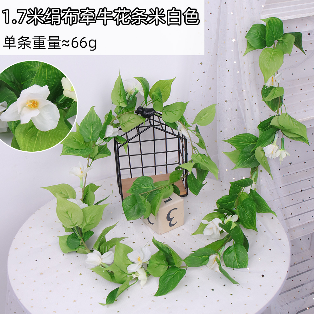 Gloria de La Mañana artificial ratán interior techo tubo sinuoso decoración al aire libre cerca artificial tela seda trompeta flor