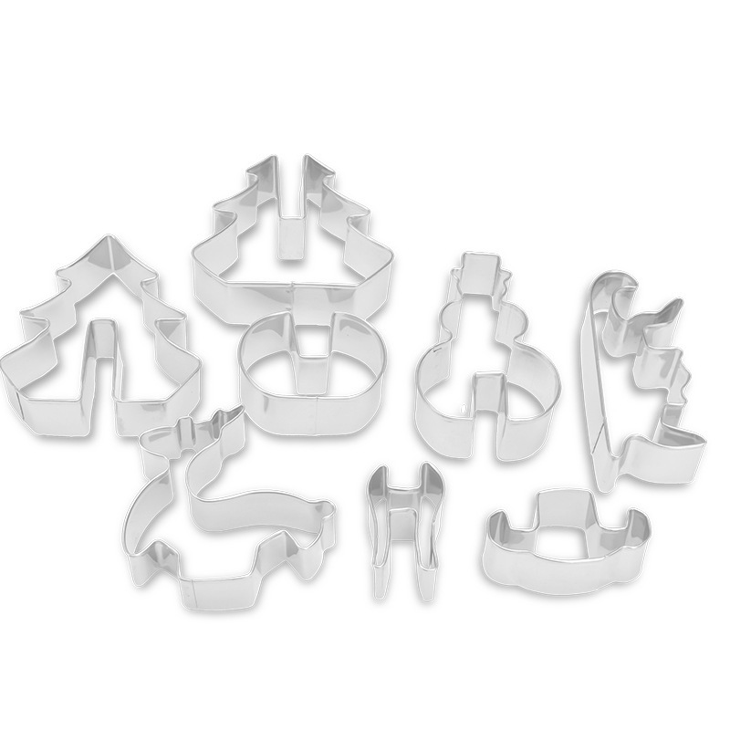跨境圣诞饼干模翻糖切模饼干模具8件套烘培模具diy烘培工具套装