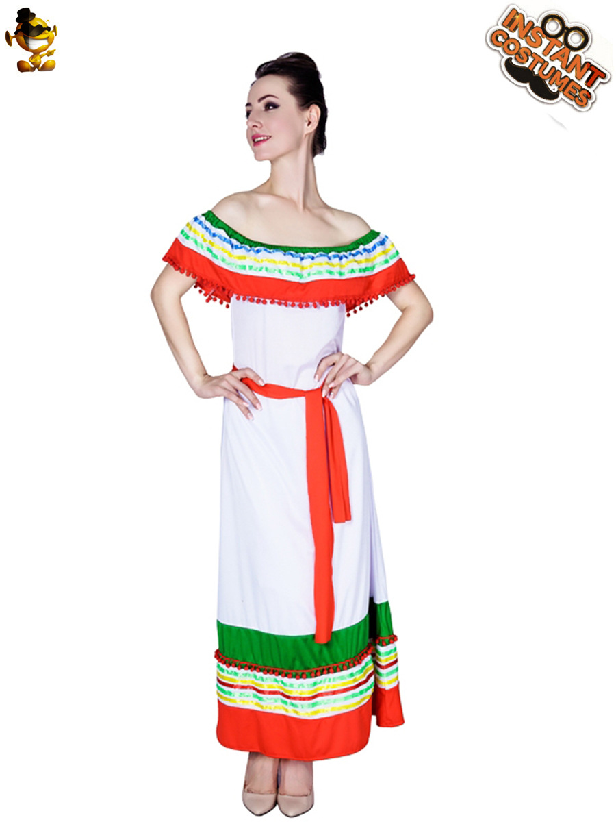 Halloween de las mujeres adultas vestido étnico mexicano traje mascarada Cosplay ropa del funcionamiento la etapa