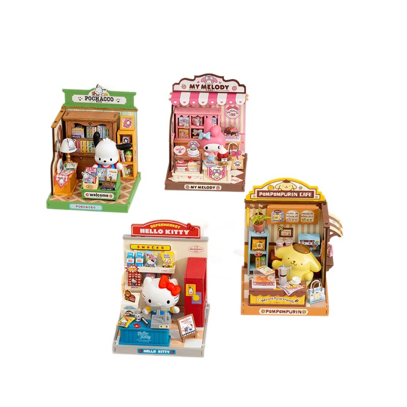 Ruo Wei Ruo Lai Familia Sanrio Melody Culomi Cabaña de bricolaje ensamblada a mano modelo en miniatura regalo mujer