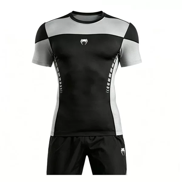 Venom Men's Tight-Fitting Quick-Dry Shirt High-Elastic Breathable Fitness Short-Sleeve Boxing Training Set Fitness Apparel for Outdoor Sports