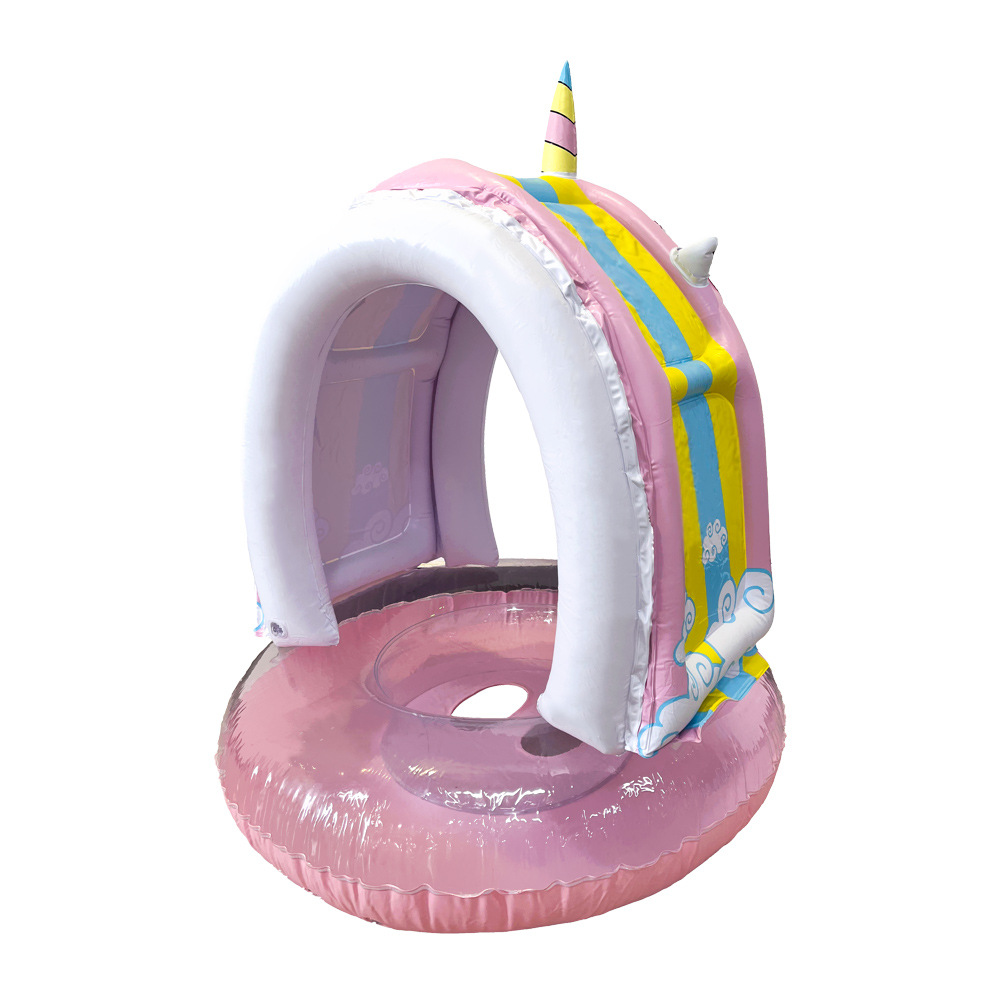 Anillo de asiento de bebé a prueba de sol anillo de asiento inflable para niños anillo de natación para niños anillo de asiento de cámara de aire doble sombrilla