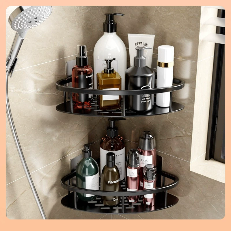 ✅Bathroom tripod space aluminium bathroom storage rack bathroom no sticking storage rack manufacturer
