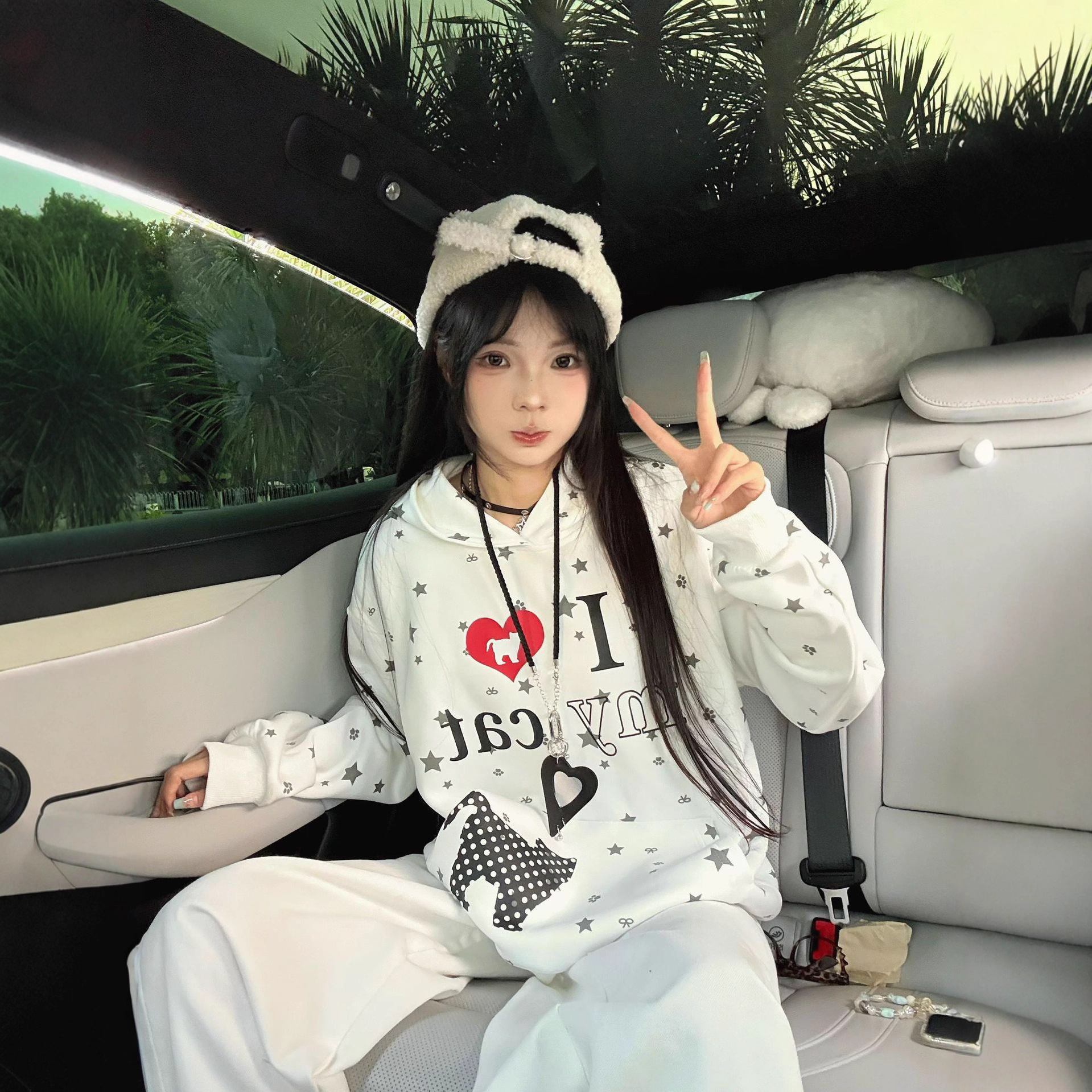 2025秋季新款休闲百搭宽松薄款设计感印花字母情侣款连帽卫衣外套