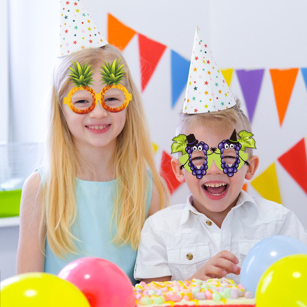 9 unids/set transfronterizo nuevo cumpleaños de los niños gafas de fiesta decoración fruta forma Festival de Verano piña gafas de papel