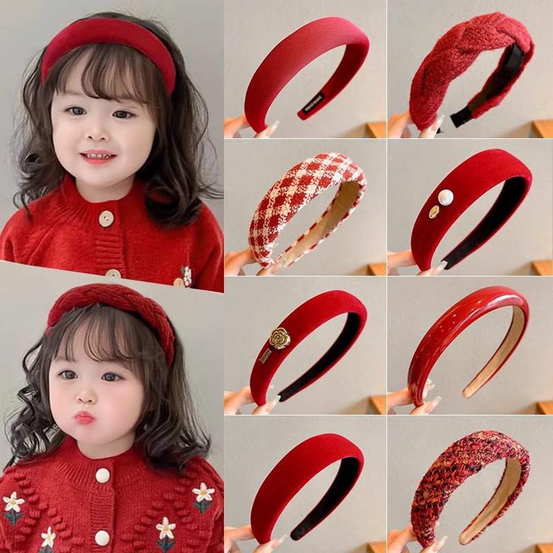 Otoño y invierno de Anchor Rojo de peluche banda de cabello de alta sensación de niños joyería de cabello coreana cara pequeña tarjeta de cabello banda de cabello para mujeres