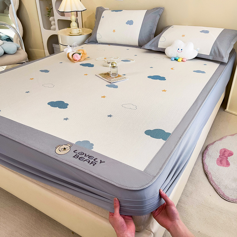Cómoda estera de seda de hielo de verano, sábanas, estera, lavable a máquina, dormitorio de estudiantes, estera de paja de verano individual, cama doméstica, estera de ratán