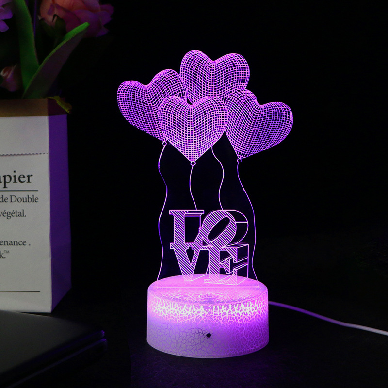 Base de luz nocturna 3D transfronteriza LED colorido toque USB carga táctil control remoto luz nocturna fábrica de origen