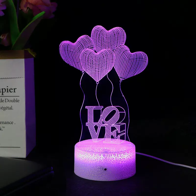 跨境3D小夜灯底座 LED七彩触摸 USB充电触摸遥控小夜灯源头工厂