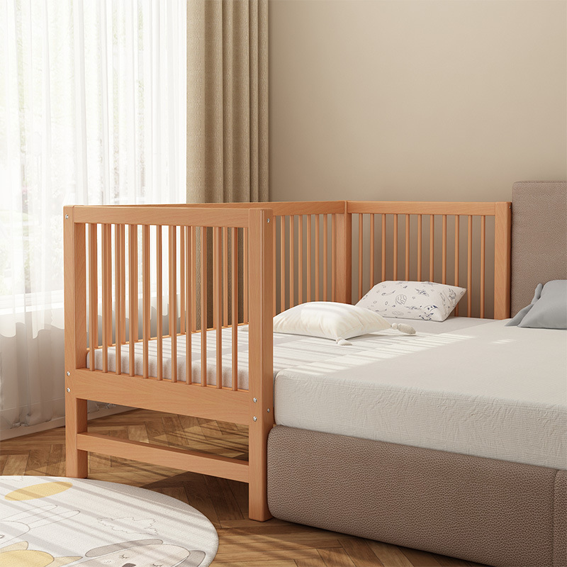 Xuanjia Home Solid Wood Bed Children's Bed Spliced ​​Large Bed with Guardrail Widened Bed Baby Baby Bedside Bed