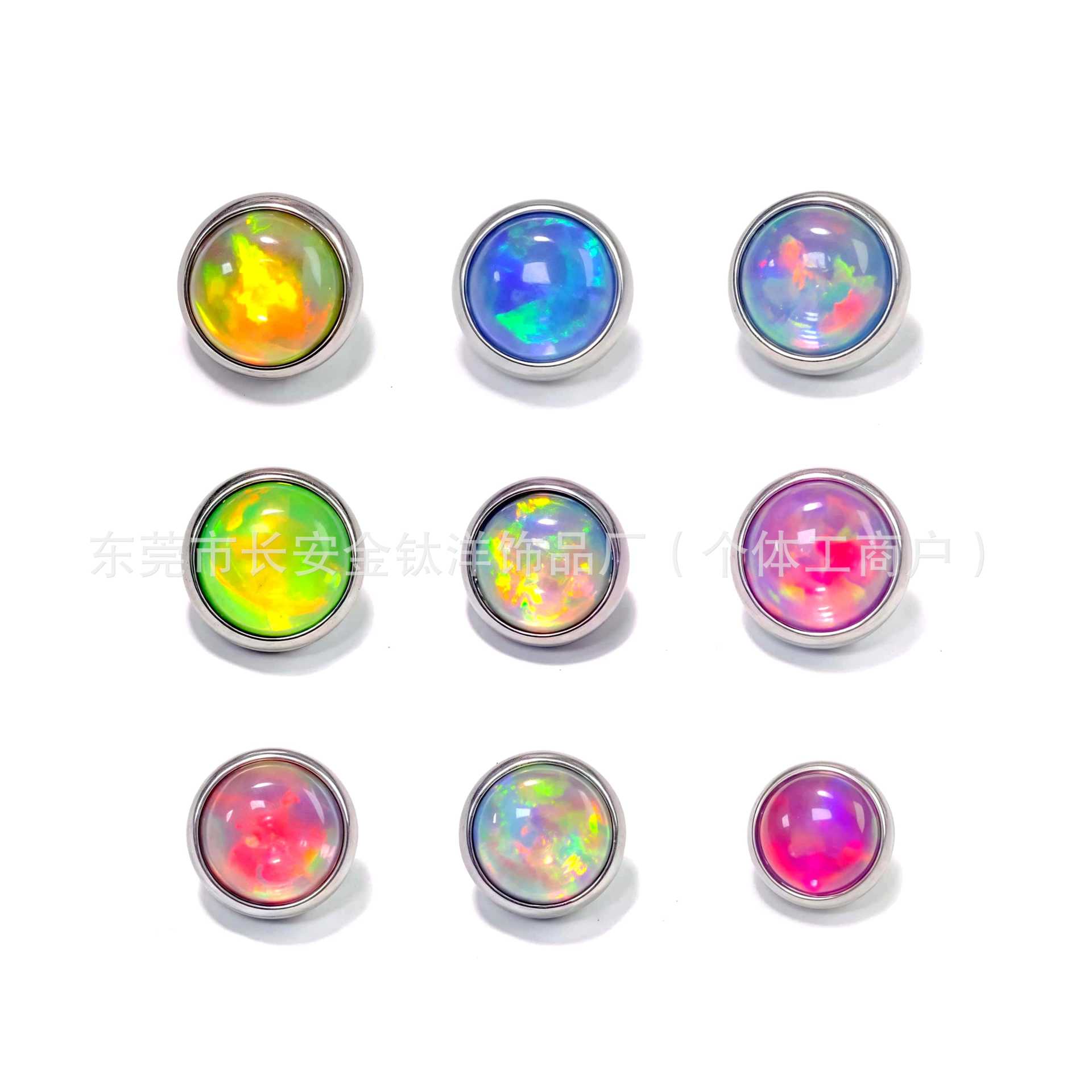 F136 Titanium Flat Back Opal Earrings Labret Stud Lip Nose Tongue Piercing Jewelry G23 Titanium Alloy detail image 7